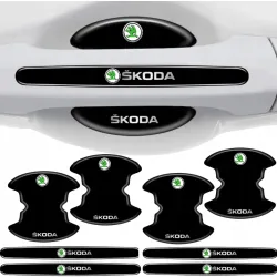 Naklejki ochronne pod klamki samochodu SKODA MOCNA FOLIA do auta 8 szt