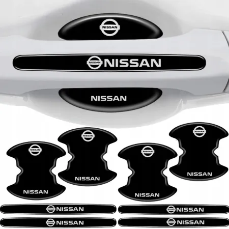 Naklejki ochronne pod klamki samochodu NISSAN MOCNA FOLIA do auta 8 szt