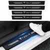 Naklejki Ochronne na Progi Tesla – Carbon Look z Logo TESLA - zestaw 4 sztuk