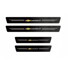 Naklejki Ochronne na Progi Chevrolet – Carbon Look z Logo CHEVROLET - zestaw 4 sztuk