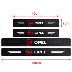 Naklejki Ochronne na Progi Opel – Carbon Look z Logo OPEL - zestaw 4 sztuk