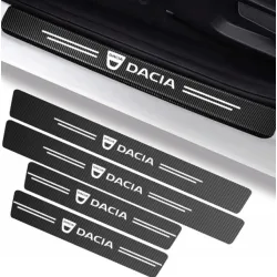 Naklejki Ochronne na Progi Dacia – Carbon Look z Logo DACIA - zestaw 4 sztuk