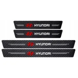 Naklejki Ochronne na Progi Hyundai – Carbon Look z Logo HYUNDAI - zestaw 4 sztuk