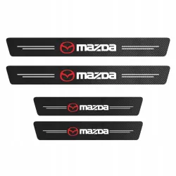 Naklejki Ochronne na Progi Mazda – Carbon Look z Logo MAZDA - zestaw 4 sztuk