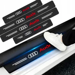 Naklejki Ochronne na Progi Audi – Carbon Look z Logo AUDI - zestaw 4 sztuk