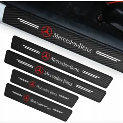 Naklejki Ochronne na Progi Mercedes-Benz – Carbon Look z Logo MERCEDES-BENZ - zestaw 4 sztuk