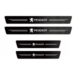 Naklejki Ochronne na Progi Peugeot – Carbon Look z Logo PEUGEOT - zestaw 4 sztuk