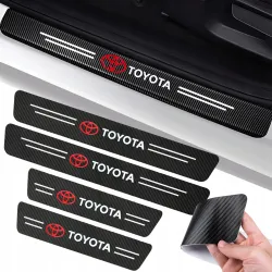 Naklejki Ochronne na Progi Toyota – Carbon Look z Logo TOYOTA - zestaw 4 sztuk