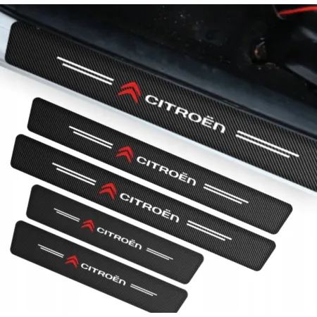 Naklejki Ochronne na Progi Citroen – Carbon Look z Logo CITROEN - zestaw 4 sztuk