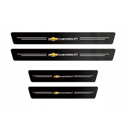 Naklejki Ochronne na Progi Chevrolet – Carbon Look z Logo CHEVROLET - zestaw 4 sztuk