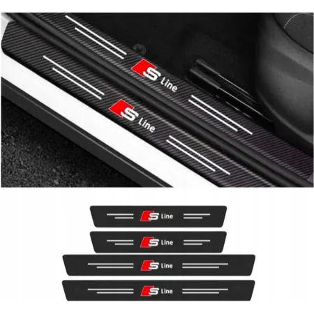Naklejki Ochronne na Progi z Logo Audi S line – Carbon Look Audi S line - zestaw 4 sztuk
