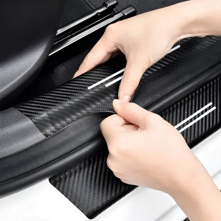 Naklejki Ochronne na Progi Opel – Carbon Look z Logo OPEL - zestaw 4 sztuk