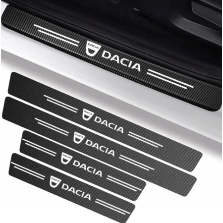 Naklejki Ochronne na Progi Dacia – Carbon Look z Logo DACIA - zestaw 4 sztuk