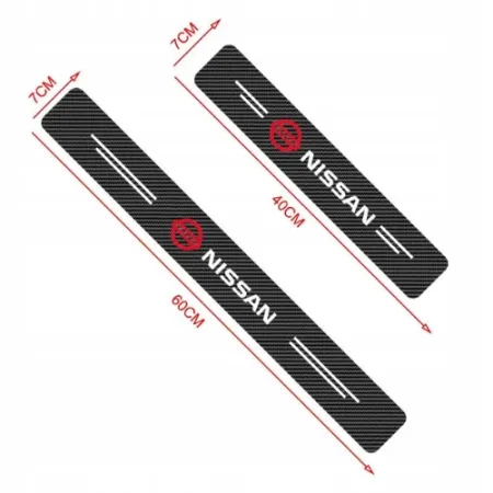 Naklejki Ochronne na Progi Nissan – Carbon Look z Logo NISSAN - zestaw 4 sztuk