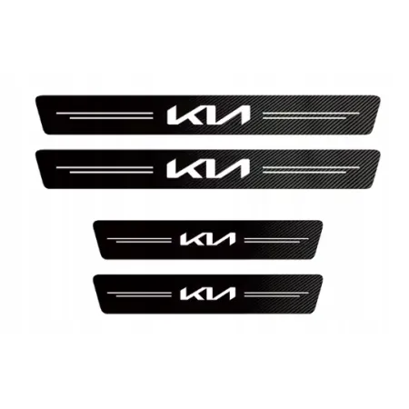 Naklejki Ochronne na Progi KIA – Carbon Look z Logo KIA - zestaw 4 sztuk