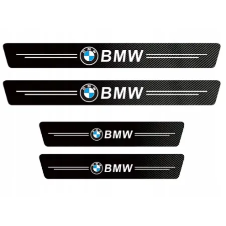 Naklejki Ochronne na Progi BMW – Carbon Look z Logo BMW - zestaw 4 sztuk