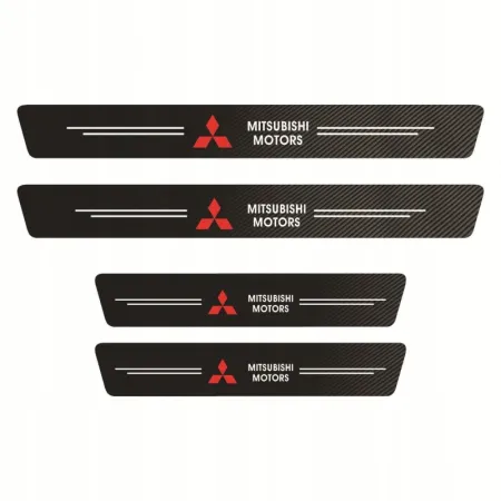 Naklejki Ochronne na Progi MITSUBISHI MOTORS – Carbon Look z Logo Mitsubishi - zestaw 4 sztuk
