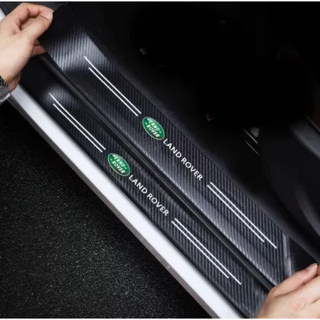 Naklejki Ochronne na Progi Land Rover – Carbon Look z Logo LAND ROVER - zestaw 4 sztuk