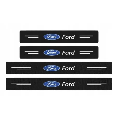 Naklejki Ochronne na Progi Ford – Carbon Look z Logo FORD - zestaw 4 sztuk