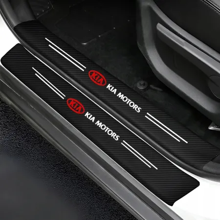 Naklejki Ochronne na Progi KIA – Carbon Look, Ochrona Progów do Modeli KIA Motors - 4 sztuki