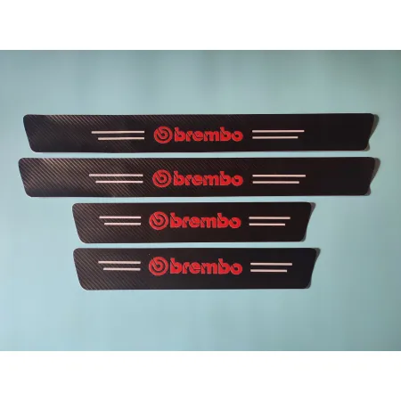 Naklejki Ochronne na Progi z Logo Brembo – Carbon Look - zestaw 4 sztuk