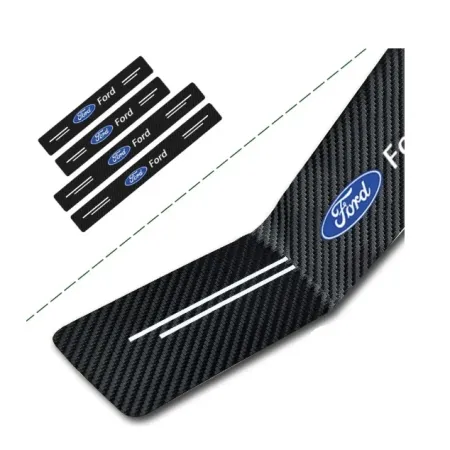 Naklejki Ochronne na Progi Ford – Carbon Look z Logo FORD - zestaw 4 sztuk