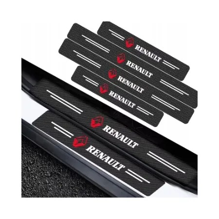 Naklejki Ochronne na Progi Renault – Carbon Look z Logo RENAULT - zestaw 4 sztuk