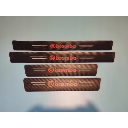 Naklejki Ochronne na Progi z Logo Brembo – Carbon Look - zestaw 4 sztuk