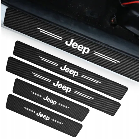 Naklejki Ochronne na Progi Jeep – Carbon Look z Logo JEEP - zestaw 4 sztuk