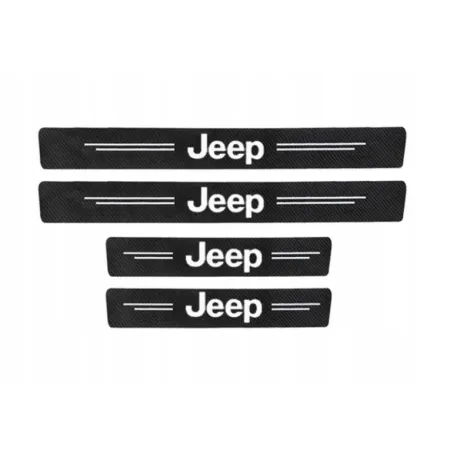 Naklejki Ochronne na Progi Jeep – Carbon Look z Logo JEEP - zestaw 4 sztuk
