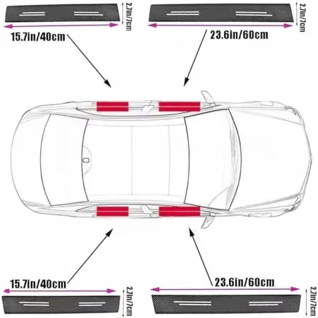 Naklejki Ochronne na Progi Chevrolet – Carbon Look z Logo CHEVROLET - zestaw 4 sztuk