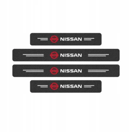 Naklejki Ochronne na Progi Nissan – Carbon Look z Logo NISSAN - zestaw 4 sztuk
