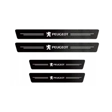 Naklejki Ochronne na Progi Peugeot – Carbon Look z Logo PEUGEOT - zestaw 4 sztuk