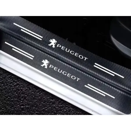 Naklejki Ochronne na Progi Peugeot – Carbon Look z Logo PEUGEOT - zestaw 4 sztuk