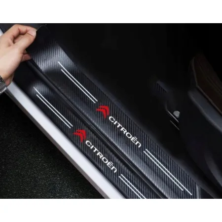 Naklejki Ochronne na Progi Citroen – Carbon Look z Logo CITROEN - zestaw 4 sztuk